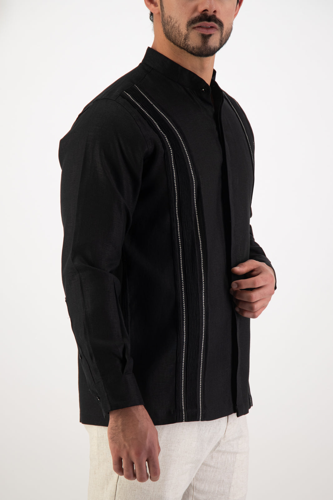 Camisa Altea Negra Cuello Mao