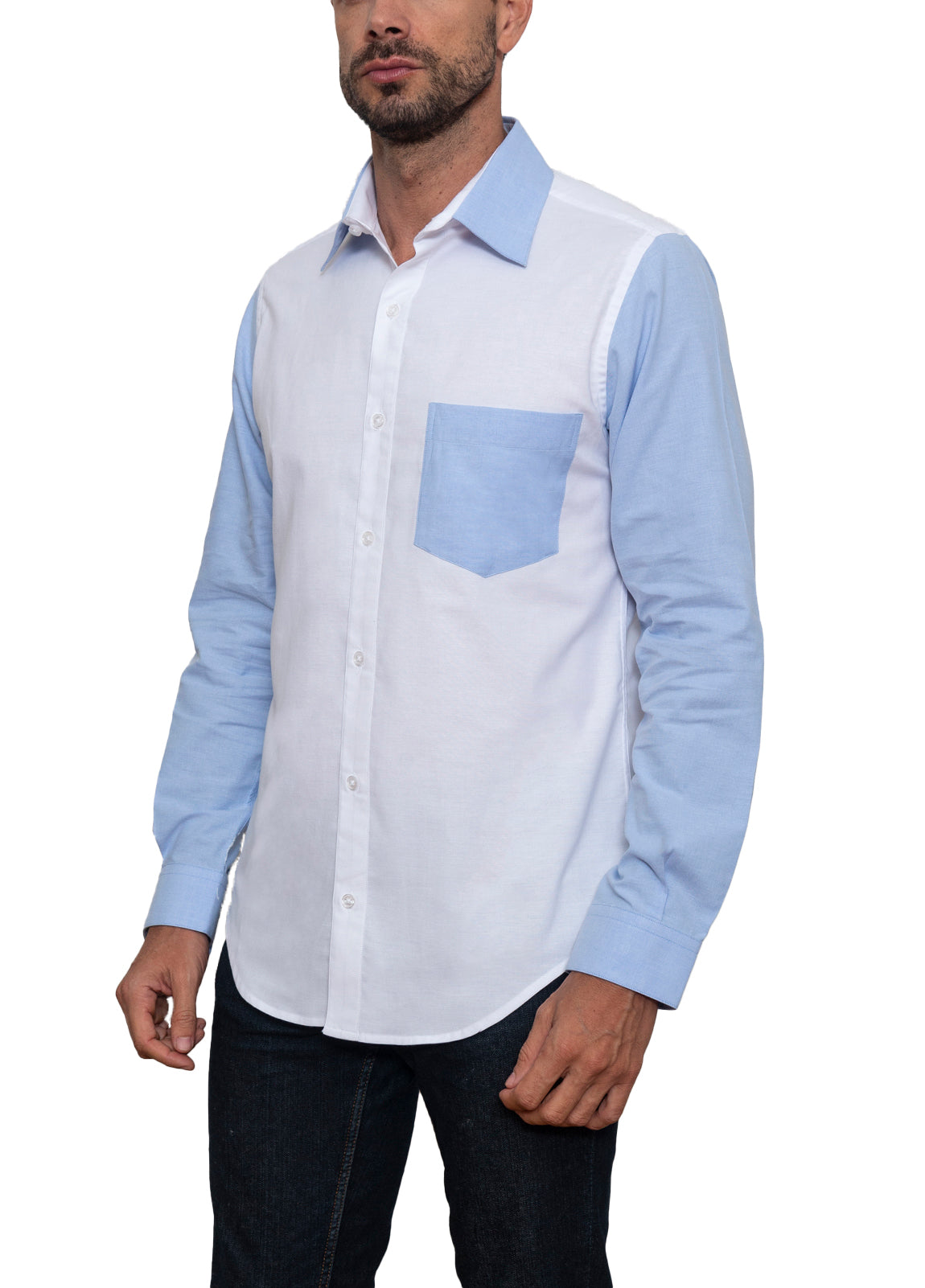 #color_baby blue & white color block