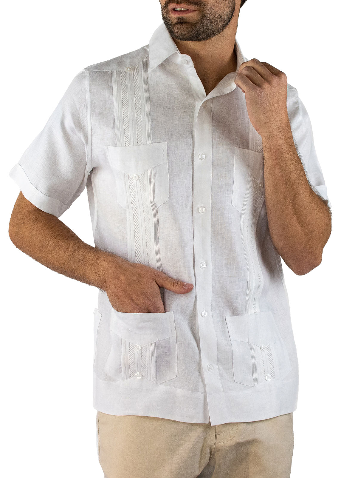 Guayabera Plumilla Manga Corta Blanca
