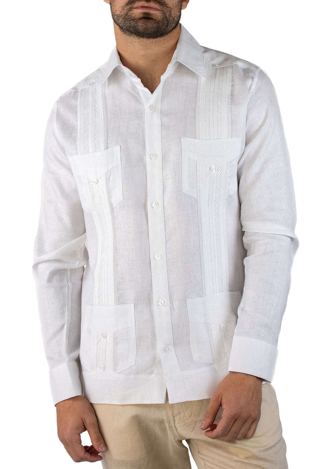 Guayabera Plumilla Manga Larga Blanca