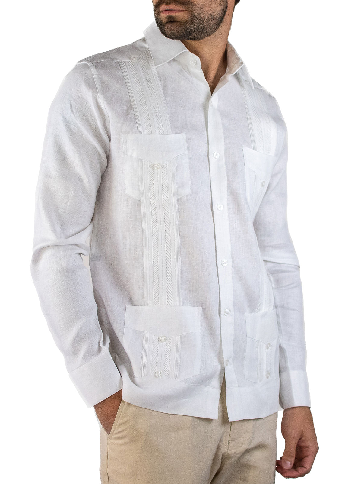 Guayabera Plumilla Manga Larga Blanca